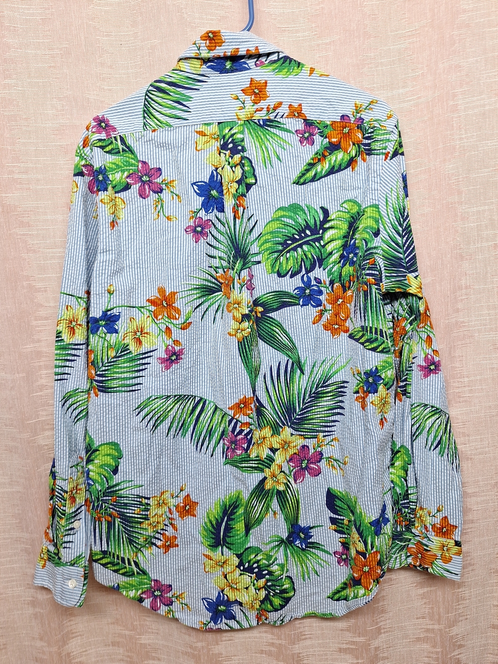 Ralph Lauren Mens Blue Striped Button-Down with Green, Orange & Yellow Floral - Picture 6 of 12